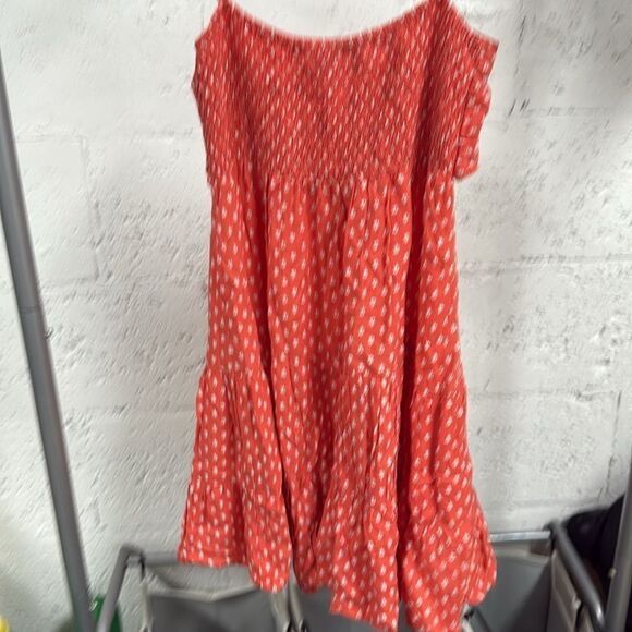 BEACHGOLD Red Floral Cute Summer Mini Dress - Size Medium Front Bow - Picture 5 of 5